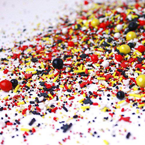 Mouse Ears Sprinkles Mix| Boy Birthday Cake Cupcake Cookie Sprinkles| Ice Cream Candy Sprinkles| Mickey Mouse Cartoon Confetti Decoration Toppers| Black Red Yellow White Colorful Sprinkles, 4oz