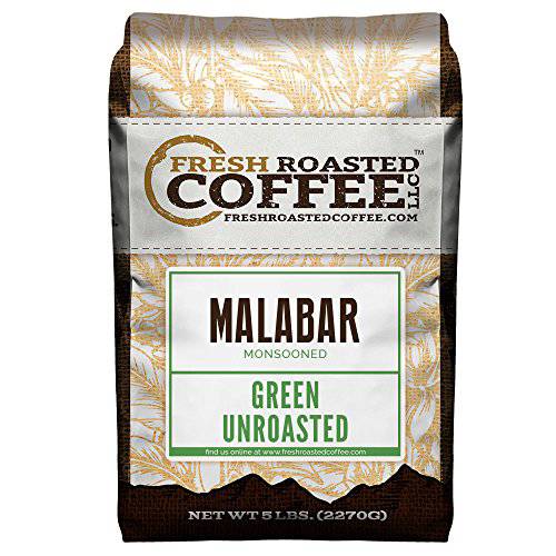 Fresh Roasted Coffee, Unroasted Indian Monsoon Malabar, Kosher, 5 Pound