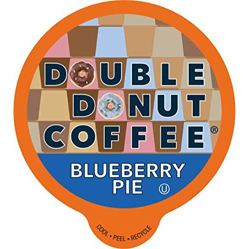 Double Donut Flavored Coffee Pods, Blueberry Coffee, Single Serve Medium Roast Coffee for Keurig K Cups Brewers, 24 Count