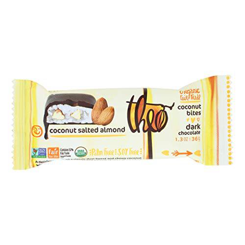 Theo Chocolate Organic Dark Chocolate Coconut Candy Bites, 70% Cacao, 12 Pack | Vegan Candy, Fair Trade
