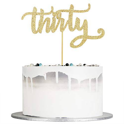Auteby Thirty Cake Topper - Gold Glitter Happy 30th Birthday Cake Topper (30)