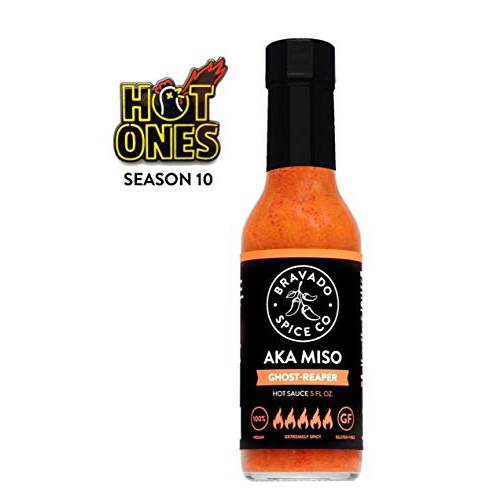 Aka Miso Ghost Reaper Hot Sauce By Bravado Spice FEATURED ON HOT ONES Gluten Free, Vegan, Low Carb, Paleo Hot Sauce All Natural 5 oz Hot Sauce Bottle Award Winning Gourmet Hot Sauce