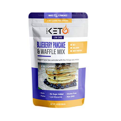 Blueberry Pancake & Waffle Mix: Low Carb & Keto Friendly Supports Keto Diet Collagen, Collagen Peptides, MCT and Whey Protein