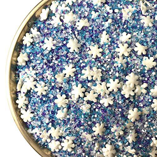 Snowflake Crystals Sanding Sugar | Sprinkles | Snowflake Sprinkles | Blue Sugar | Blue Sprinkles | Cookie Sprinkles | Manvscakes | 8 Ounces
