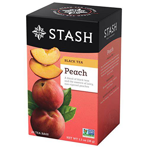 Stash Tea Peach Black Tea, Box of 100 Tea Bags (Packaging May Vary)