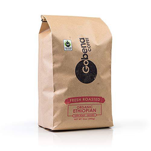 5lb Fair Trade Organic Certified Ethiopian Yirgacheffe Ground Dark Roast Coffee, 100% Arabica Specialty Coffee, 80 ounces, 5 pounds, Bulk Coffee