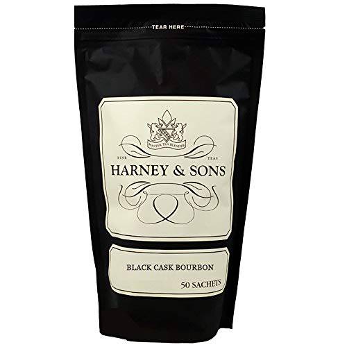 Harney & Sons Black Cask Bourbon, Bag of 50 Sachets, Black Tea w/ Vanilla & Caramel