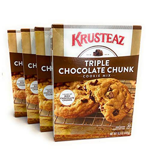Krusteaz Bakery Style Cookie Mix, Triple Chocolate Chunk 15.5 Ounce (Pack of 4)