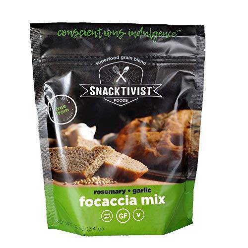 Snacktivist Foods - Gluten-Free Rosemary Garlic Focaccia Bread Baking Mix - Vegan, Egg-Free, Dairy-Free, Non-GMO - 12 Ounce