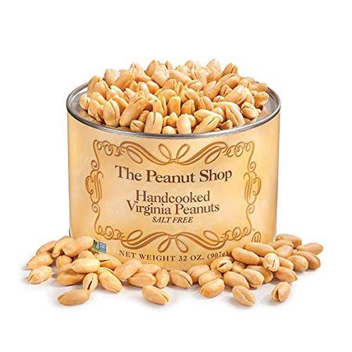 The Peanut Shop of Williamsburg Salt Free Handcooked Virginia Peanuts, 32-Ounce Tin