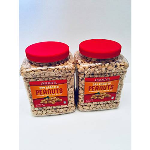 Hoodys Dry Roasted Peanuts with Sea Salt 56 Oz Jar - 2 Pack