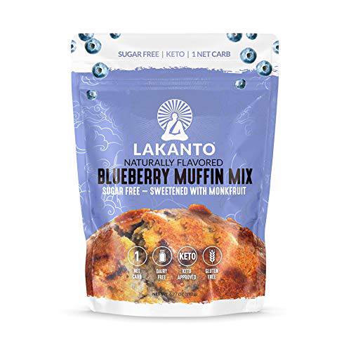 Lakanto Sugar Free Blueberry Muffin Mix - Naturally Flavored, Sweetened with Monk Fruit Sweetener, Keto Diet Friendly, 3 Net Carbs, Gluten Free, Breakfast Food, Delicious, Easy to Make (12 Servings)