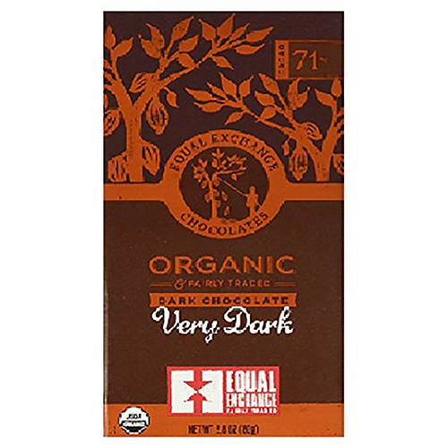 Equal Exchange Organic Very Dark Chocolate Bars, 2.8 Ounce (Pack of 12)