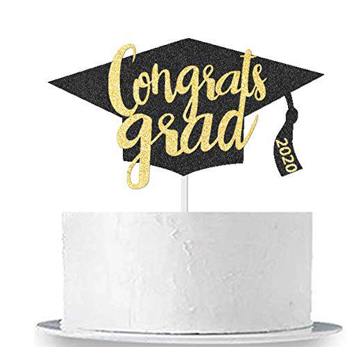 Congrats Grad Cake Topper for Graduation 2022 (Black)