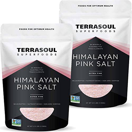 Terrasoul Superfoods Himalayan Pink Salt, 5 Lbs (2 Pack) - Extra Fine Grind | Trace Minerals