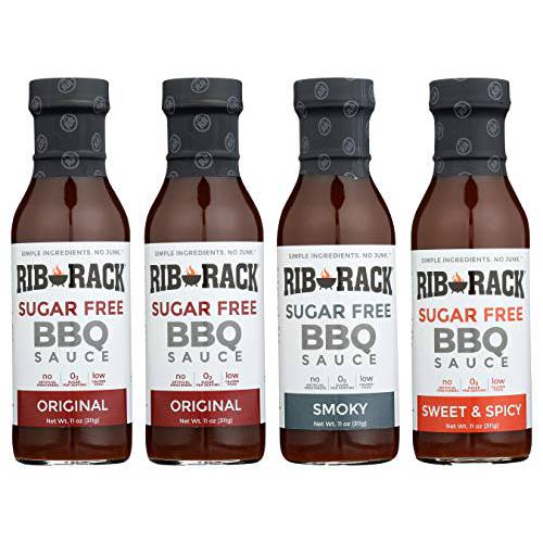 Rib Rack Sugar Free BBQ Sauce Variety Pack 11 oz (4 pack)