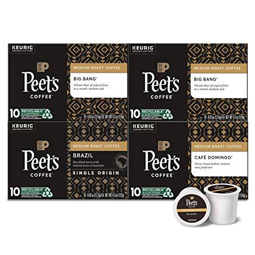 Peet’s Coffee KCup Pods for Keurig Brewers Pods, Medium Roast Variety Pack - 10 Count (Pack of 4)