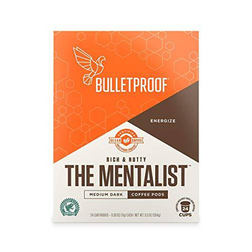 The Mentalist Single-Serve Pods, Medium Dark Roast, 24 Count, Bulletproof Keto, 100% Arabica Coffee, Certified Clean Coffee, Rainforest Alliance, Sourced from Guatemala, Columbia & El Salvador