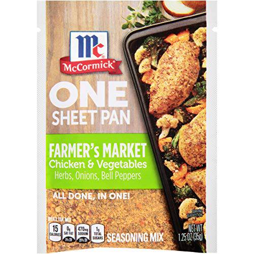 McCormick ONE Sheet Pan Farmer’s Market Chicken & Vegetables Seasoning Mix, 1.25 oz (Pack of 12)