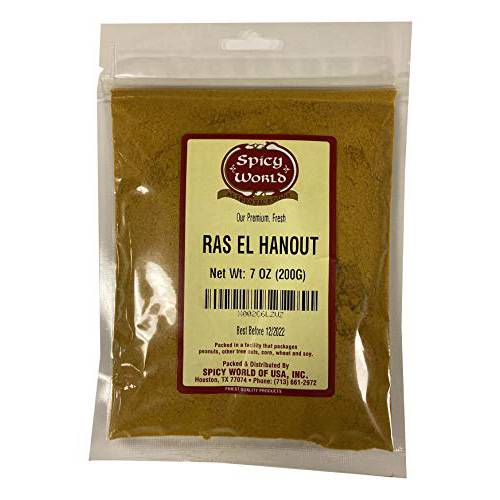 Ras El Hanout Moroccan Seaoning 7 oz – Premium Spice Blend – for Authentic Marinades & Rubs - by Spicy World (7 Oz Bag)