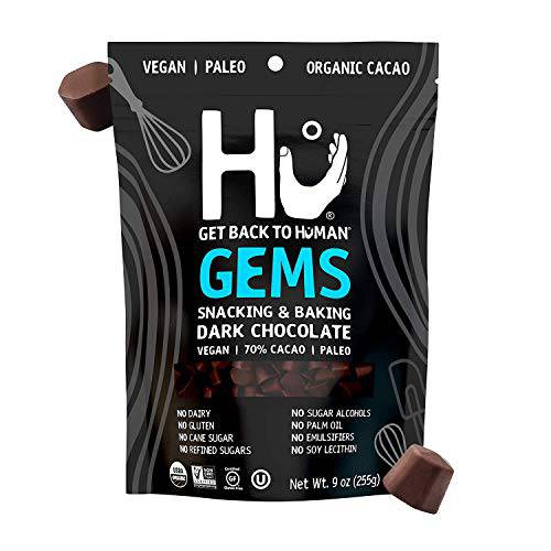 Hu Gems Chocolate Chips Vegan Snacks | 3 Pack, 9oz Each | Organic, Paleo, Dark Chocolate Baking Chips | Great for Baking & Snacking, Non GMO, Kosher Chocolate