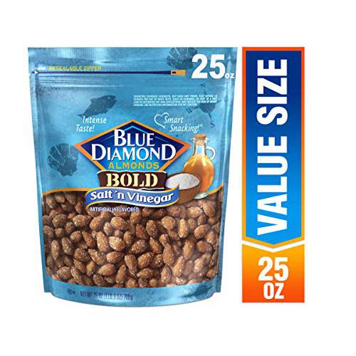 Blue Diamond Almonds Salt N’ Vinegar Flavored Snack Nuts, 25 Oz Resealable Bag