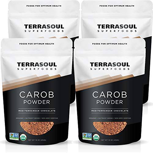 Terrasoul Superfoods Organic Carob Powder, 4 Lbs (4 Pack) - Cocoa Powder Alternative | High in Fiber