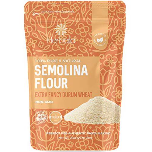 Semolina Flour 2lbs / 32oz, Fine Semolina Flour for Pasta, Pizza Dough, Cake Flour and Bread Flour, 100% Fine Ground All-Natural Durum Wheat From CANADA.