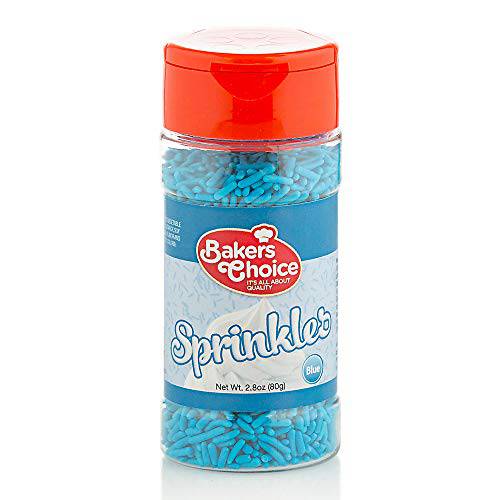 Bakers Choice Blue Sprinkles for Baking - Jimmies Sprinkles for Ice Cream Toppings - Dairy Free, Kosher 2.8 oz.