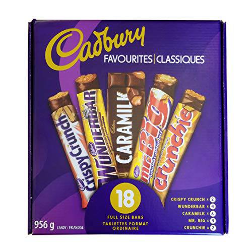 Cadbury 18 Full Size Assorted Chocolate Bars, Caramilk, Mr Big, Crispy Crunch, Crunchie, Wunderbar (956g)