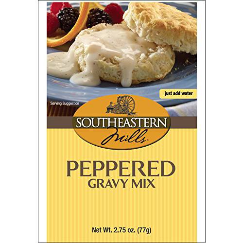 Southeastern Mills Gravy Mix Packet, Peppered Gravy Mix, Makes 2 Cups of Gravy, Just Add Water, Ready in 10 Minutes, 2.75-Ounce Packet (Pack of 24 Packets)