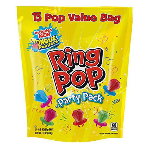Ring Pop Individually Wrapped Bulk Lollipop Holiday Variety Pack – 15 Count Lollipop Suckers w/ Assorted Fruity Flavors - Fun Stocking Stuffers & Candy Gifts for the Holiday Season