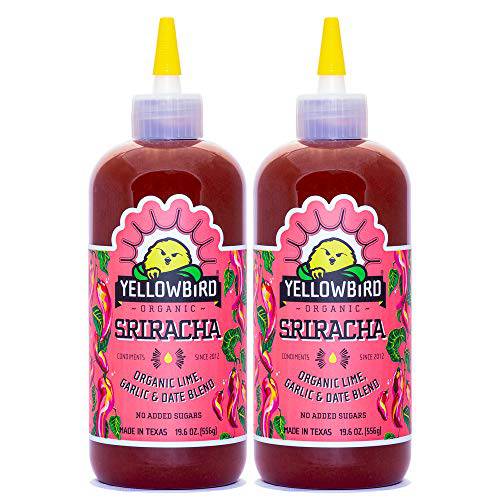 Organic Sriracha Hot Sauce by Yellowbird - Organic Chili Pepper Sauce with Red Jalapenos, Agave and Garlic - Plant-Based, Gluten Free, Non-GMO - Homegrown in Austin - 19.6 oz (2-pack)