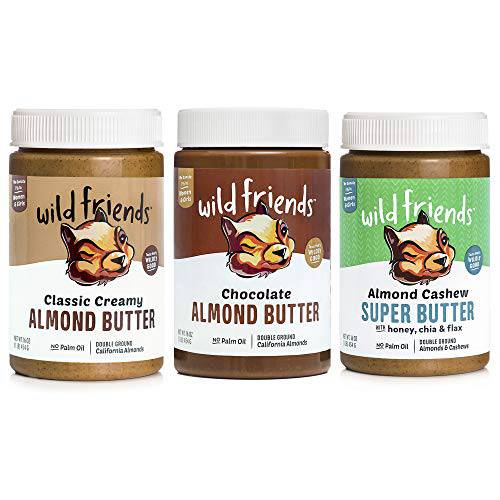 Wild Friends Foods Almond Butter Variety Pack, 16 oz Jars, Gluten-Free, Non-GMO, Palm Oil Free, 3 Count