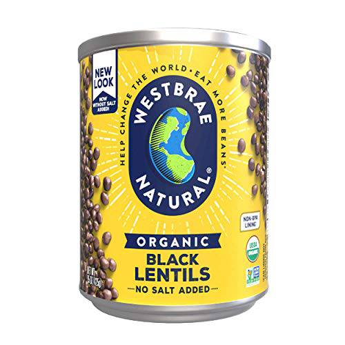 Westbrae Natural Organic Black Lentils, No Salt Added, 15 Ounce (Pack of 12)