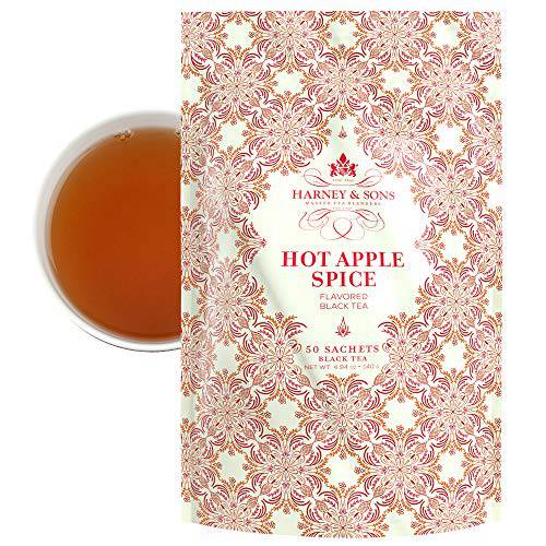 Harney & Sons Hot Apple Spice, Bag of 50 Sachets, Black Tea w/ Apple Flavors