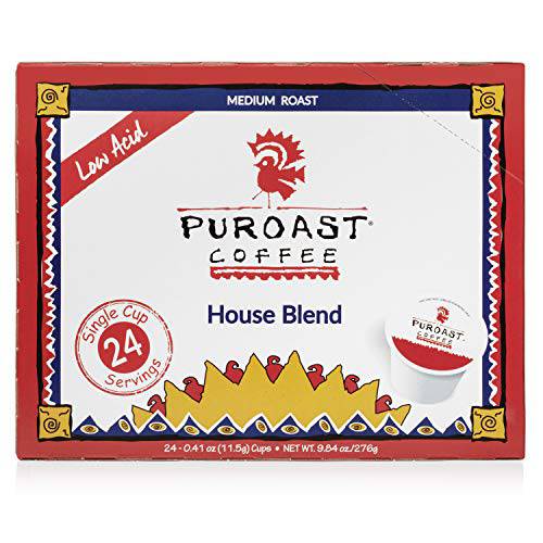 Puroast Low Acid Coffee Single-Serve Pods, Bold House Blend, High Antioxidant, Compatible with Keurig 2.0 Coffee Makers (24 Count)