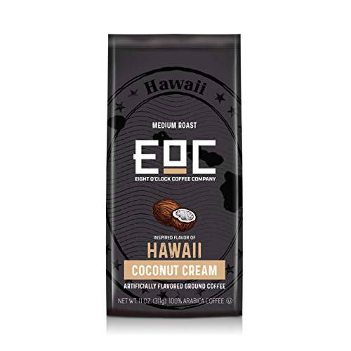 Eight O’Clock Coffee Flavors of America Ground Coffee, Hawaii Coconut Cream, 11 Ounce