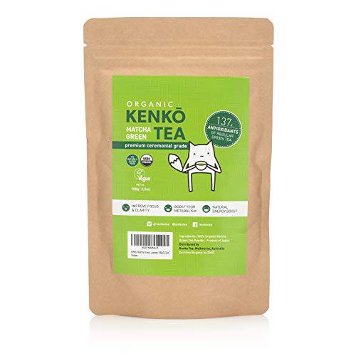 KENKO Matcha Green Tea Powder [USDA Organic] Ceremonial Grade, Authentic, First Harvest, Quality Japanese Matcha for Better Health & Energy. 50 Servings in a 100g [3.5oz] Bag
