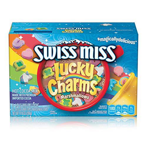 Swiss Miss Chocolate Flavor Hot Cocoa Mix with Lucky Charms Marshmallows 1.38 oz. 6-Ct (Pack of 8)