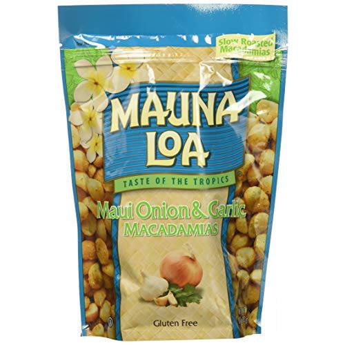 Mauna Loa Premium Hawaiian Roasted Macadamia Nuts, Maui Onion Garlic Flavor, 10 Oz Bag (Pack of 1)