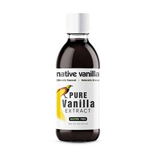 Native Vanilla - Pure Vanilla Extract - 8 Fl Oz - Made from Premium Vanilla Bean Pods, For Chefs and Home Cooking, Baking, and Dessert Making