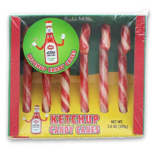 Archie McPhee Gift Box of Funny, Ketchup Candy Cane, 3.8 Ounce