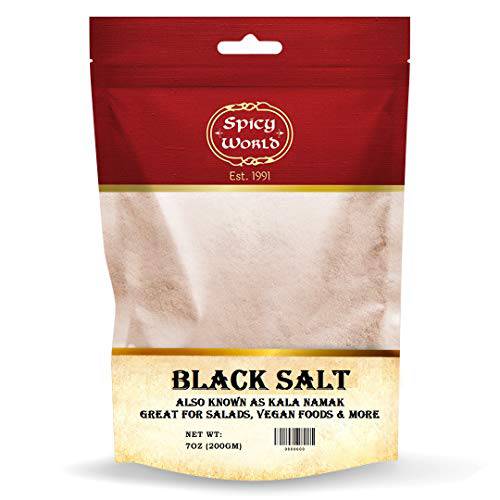 Spicy World Black Salt Powder (Kala Namak Mineral) 7 Oz - Vegan, Pure, Unrefined, Non-GMO & Natural - Perfect for Tofu Scramble, Egg Taste