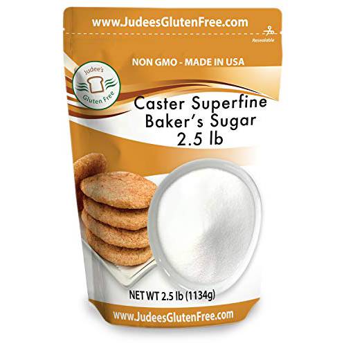 Judee’s Superfine Caster Sugar 2.5 lb - Gluten-Free and Nut-Free - Also known as Baker’s Sugar - Bake Airy and Smooth Baked Goods and Toppings - Make Simple Syrups - Made in USA
