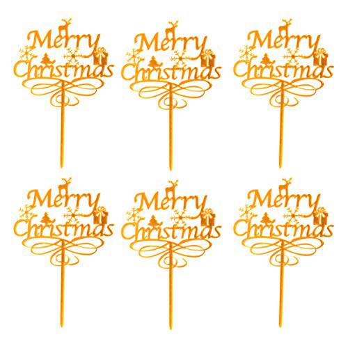 Amosfun Merry Christmas Party Cake Toppers Cake Decor Dessert Topper Party Supplies for Christmas