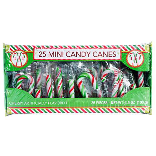 Greenbrier (1) Box Mini Candy Canes - 25pc Individually Wrapped Pieces Holiday Candy - Net Wt. 3.5 oz