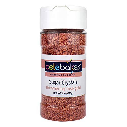 Celebakes by CK Products Shimmering Rose Gold Sugar Crystals, 4 oz.