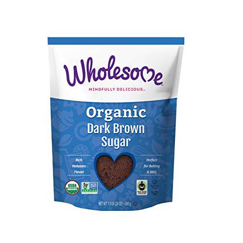 Wholesome Organic Dark Brown Sugar, Fair Trade, Non GMO & Gluten Free, 1.5 Pound (Pack of 6)