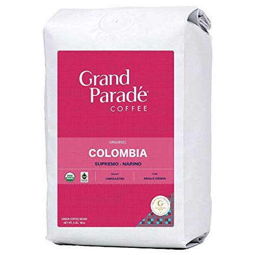 Grand Parade Coffee, 3 Lbs Unroasted Green Coffee Beans - Organic Colombian Narino Supremo - Women Produced Single Origin - Specialty Arabica - Fair Trade - Fresh Crop